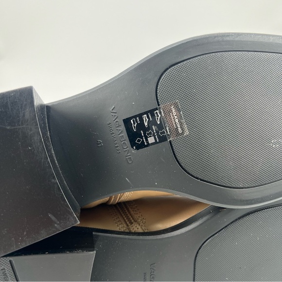 Vagabond Blanca Cream Leather Square Toe Block Heel Designer Ankle Booties 41 - Picture 9 of 11